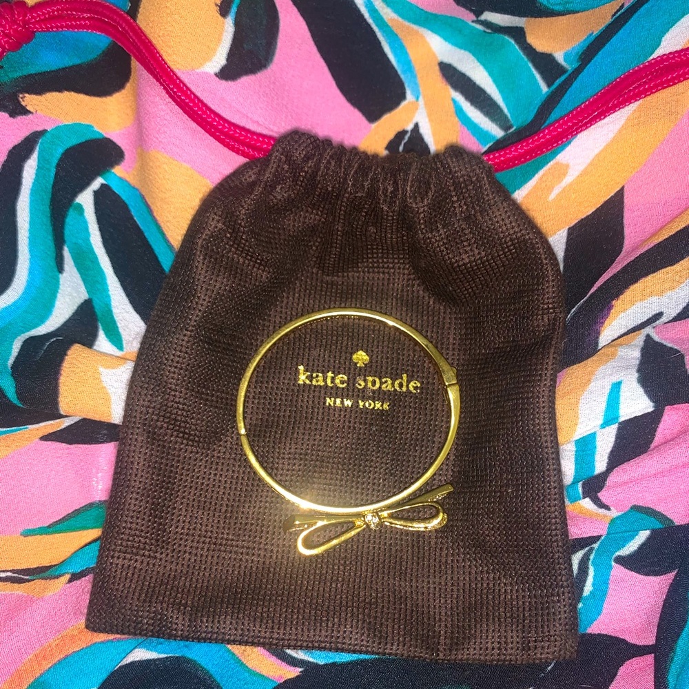 Kate Spade Bow Love Notes Paved Gold Tone Bangle